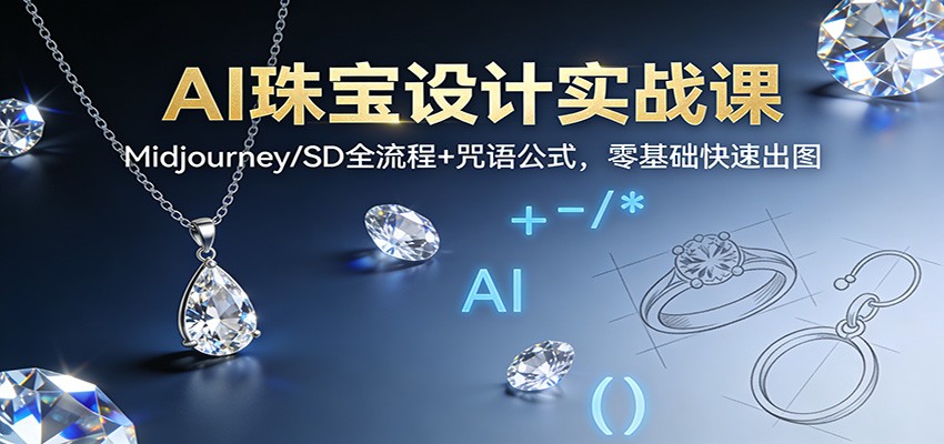 AI珠宝设计实战课：Midjourney/SD全流程+咒语公式，零基础快速出图 - 副业严选-副业严选