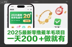 2025最新零撸薅羊毛项目，纯手机操作，20秒一单，无任何门槛，一天200+做就有【揭秘】-副业严选