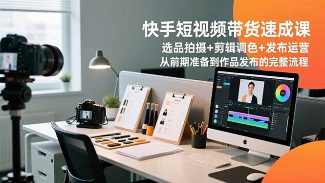 快手短视频带货速成课，选品拍摄+剪辑调色+发布运营，从前期准备到作品发布的完整流程 - 副业严选-副业严选