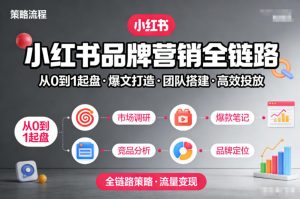 小红书品牌营销全链路,从0到1起盘、爆文打造、团队搭建到高效投放的全链路策略-副业严选