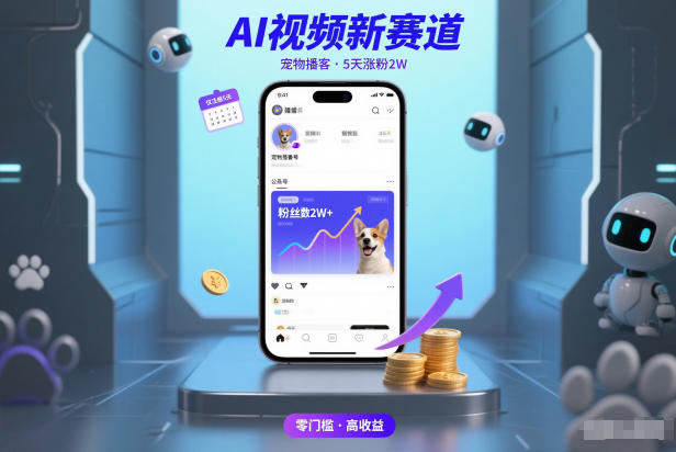AI视频新赛道，宠物播客仅注册5天涨粉2W，收益非常可观 - 副业严选-副业严选