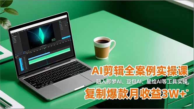 AI剪辑全案例实操课，融入即梦AI、豆包AI、星绘AI等工具实操，复制爆款月收益3W+ - 副业严选-副业严选