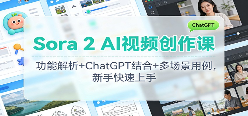 Sora 2 AI视频创作课：功能解析+ChatGPT结合+多场景用例，新手快速上手 - 副业严选-副业严选