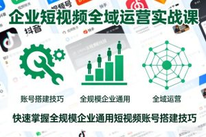 企业短视频全域运营实战课，快速掌握全规模企业通用短视频账号搭建技巧-副业严选