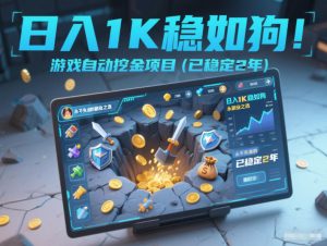 日入1K稳如狗！游戏自动挖金项目(已稳定2年)，永不失业的副业之选【揭秘】-副业严选