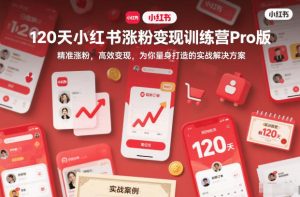 120天小红书涨粉变现训练营Pro版，精准涨粉，高效变现，为你量身打造的实战解决方案-副业严选