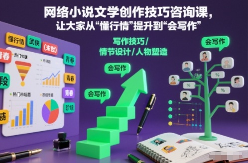 网络小说文学创作技巧咨询课，让大家从“懂行情”提升到”会写作”的高度 - 副业严选-副业严选