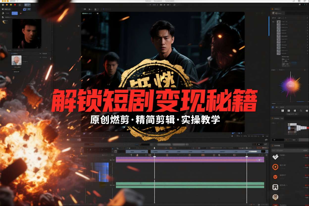 短剧拉新之原创燃剪精简剪辑实操课，解锁短剧变现秘籍 - 副业严选-副业严选