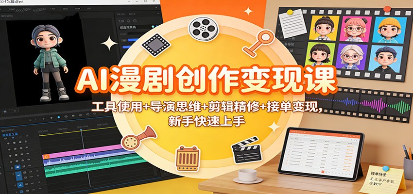 AI漫剧创作变现课：工具使用+导演思维+剪辑精修+接单变现，新手快速上手 - 副业严选-副业严选