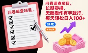 问卷调查项目，长期零撸，无脑操作有手就行，每天轻松日入100+【揭秘】-副业严选