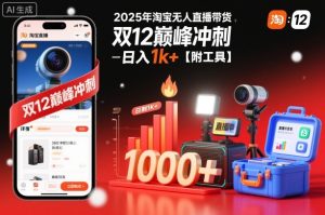 2025年淘宝无人直播带货，冲刺双12，日入1k+【附工具】【揭秘】-副业严选
