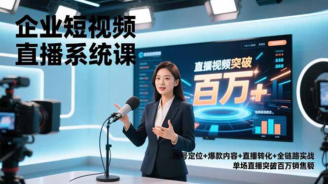 企业短视频直播系统课，账号定位+爆款内容+直播转化+全链路实战，单场直播突破百万销售额 - 副业严选-副业严选