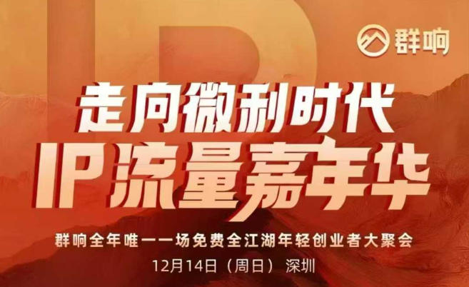 2025ip嘉年华万人12月14深圳线下课，走向微利时代，IP流量嘉年华，实操性极强的商业干货课 - 副业严选-副业严选