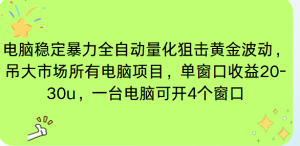 电脑EA策略挂机项目单窗口收益20-30u，单电脑可挂5-10个窗口收益稳健4位数-副业严选