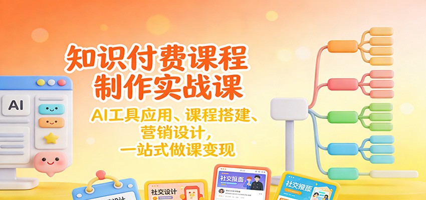知识付费课程制作实战课：AI工具应用 、课程搭建、营销设计，一站式做课变现 - 副业严选-副业严选