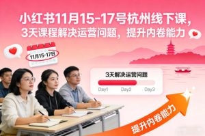 小红书11月15-17号杭州线下课,3天课程解决运营问题,提升内卷能力【音频+PPT图片】-副业严选
