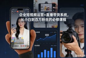 企业短视频运营+直播带货系统,从小白到百万粉丝的必修课程-副业严选
