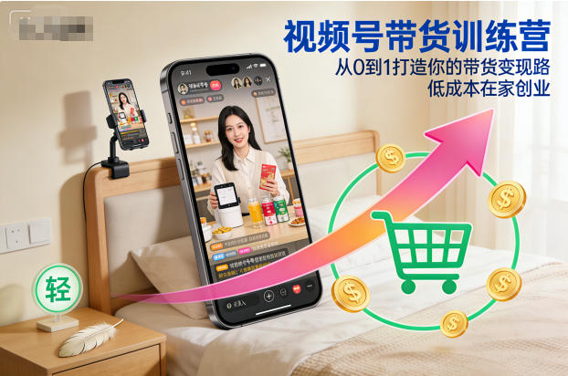 视频号带货训练营，从0到1打造你的带货变现路，低成本在家创业 - 副业严选-副业严选
