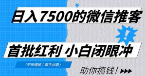 日入7500的微信推客，首批红利，自用省钱、分享赚钱，0门槛小白闭眼冲！-副业严选