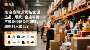 淘宝高阶运营私家课:选品、爆款、全店动销,三模块构建盈利闭环,助你月入破5万-副业严选