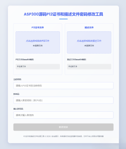 P12证书密码修改HTML单页源码-副业严选