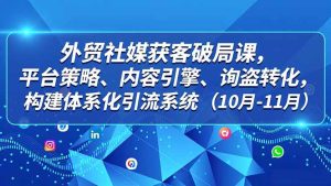 外贸 社媒获客破局课，平台策略、内容引擎、询盘转化，构建体系化引流系统(10月-11月-副业严选