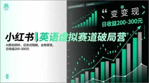 小红书英语虚拟赛道破局营,AI原创资料、任务式陪跑、合规变现,日收益200-300元-副业严选