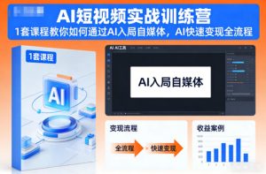 AI短视频实战训练营,1套课程教你如何通过AI入局自媒体,AI快速变现全流程-副业严选