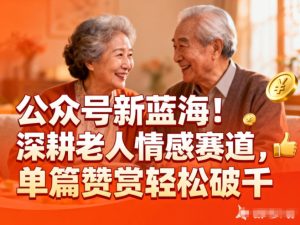 公众号新蓝海!深耕老人情感赛道,单篇赞赏轻松破1k-副业严选