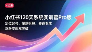 小红书120天系统实训营Pro版,定位起号、爆款拆解、赛道专攻,实现涨粉变现双突破-副业严选