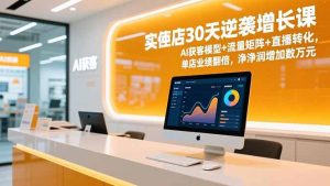 实体店30天逆袭增长课，AI获客模型+流量矩阵+直播转化，单店业绩翻倍，净利润增加数万元-副业严选