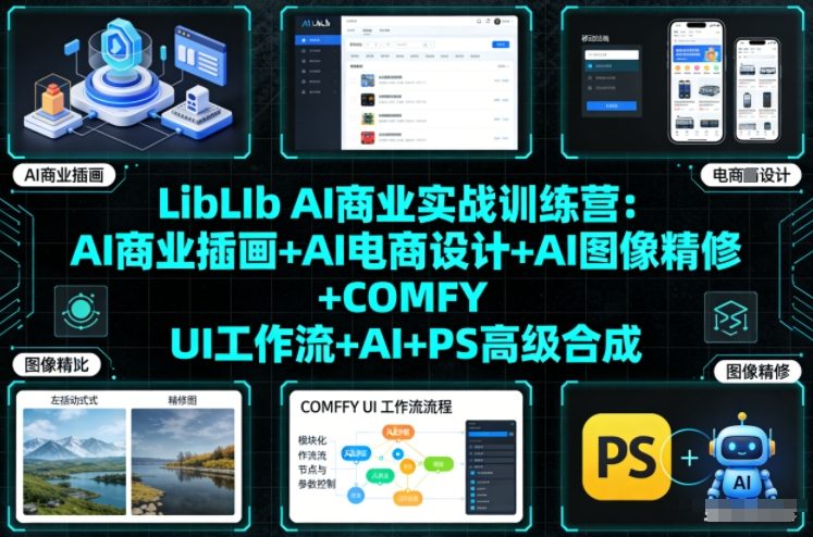 LibLIb AI商业实战训练营：AI商业插画+AI电商设计+AI图像精修+COMFY UI工作流+AI+PS高级合成 - 副业严选-副业严选