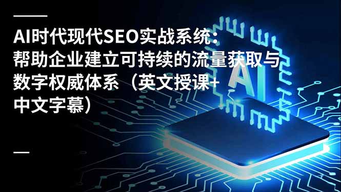 AI时代现代SEO实战系统：帮助企业建立可持续的流量获取与数字权威体系(英文授课+中文字幕 - 副业严选-副业严选