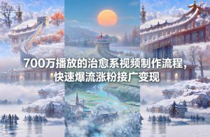 700万播放的治愈系视频制作流程，快速爆流涨粉接广变现-副业严选