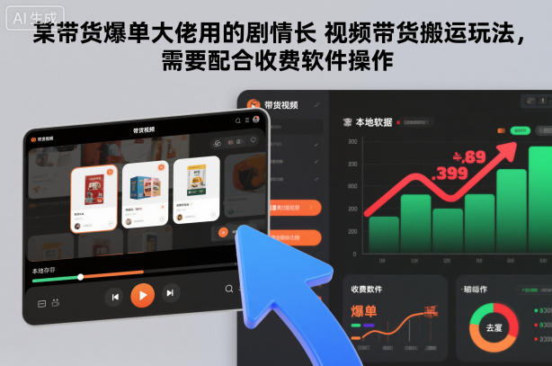 某带货爆单大佬用的剧情长视频带货搬运玩法，需要配合收费软件操作 - 副业严选-副业严选