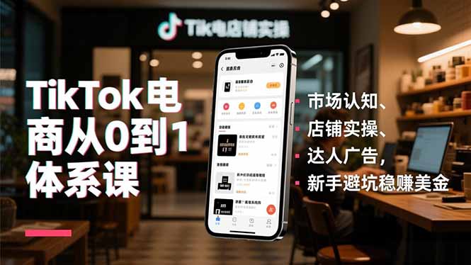 TikTok电商从0到1体系课，市场认知、店铺实操、达人广告，新手避坑稳赚美金 - 副业严选-副业严选