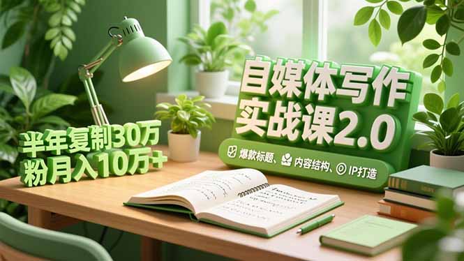 自媒体写作实战课2.0,爆款标题、内容结构、IP打造,半年复制30万粉月入10万+