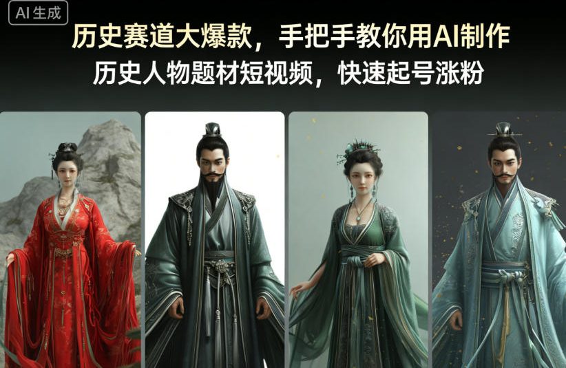 历史赛道大爆款，手把手教你用AI制作历史人物题材短视频，快速起号涨粉 - 副业严选-副业严选