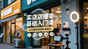实体店播零基础入门课，实体店+短视频+直播+微信生态+私域社群，从流量获取到私域转化-副业严选