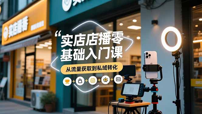 实体店播零基础入门课,实体店+短视频+直播+微信生态+私域社群,从流量获取到私域转化
