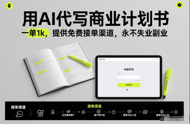 用AI代写商业计划书，一单1k，提供免费接单渠道，永不失业副业 - 副业严选-副业严选