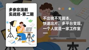 多参 宗漫剧实操班2.0-更新，不出镜不写脚本、快速出片、多平台变现，一个人就是一家工作室-副业严选