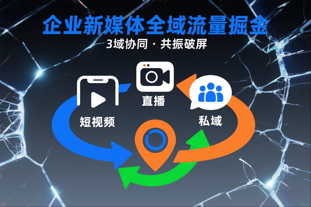 短视频全域商业模式，企业新媒体全域流量掘金，3域协同，共振破屏，短视频-直播-私域-地域 - 副业严选-副业严选