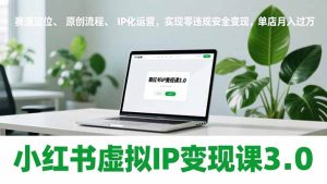 小红书虚拟IP变现课3.0，赛道定位、原创流程、IP化运营，实现零违规安全变现，单店月入过万-副业严选