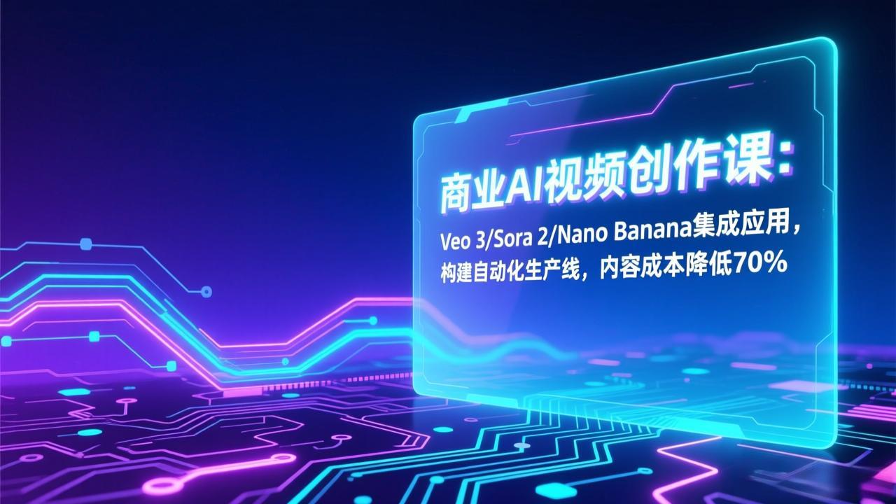 商业AI视频创作课:Veo 3/Sora 2/Nano Banana集成应用,构建自动化生产线,内容成本降低70% 商业AI视频创作课:Veo 3/Sora 2/Nano Banana集成应用,构建自动化生产线,内容成本降低70%
