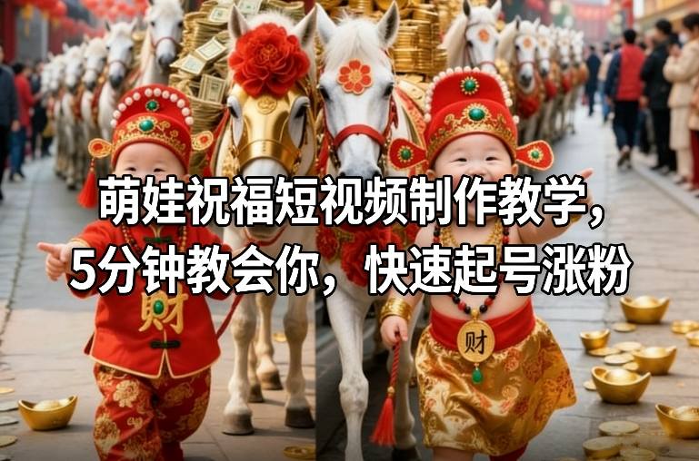 萌娃祝福短视频制作教学，5分钟教会你，快速起号涨粉 - 副业严选-副业严选