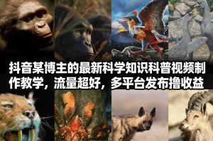 抖音60W粉丝博主最新科学知识科普视频制作教学，流量超好，多平台发布撸收益-副业严选