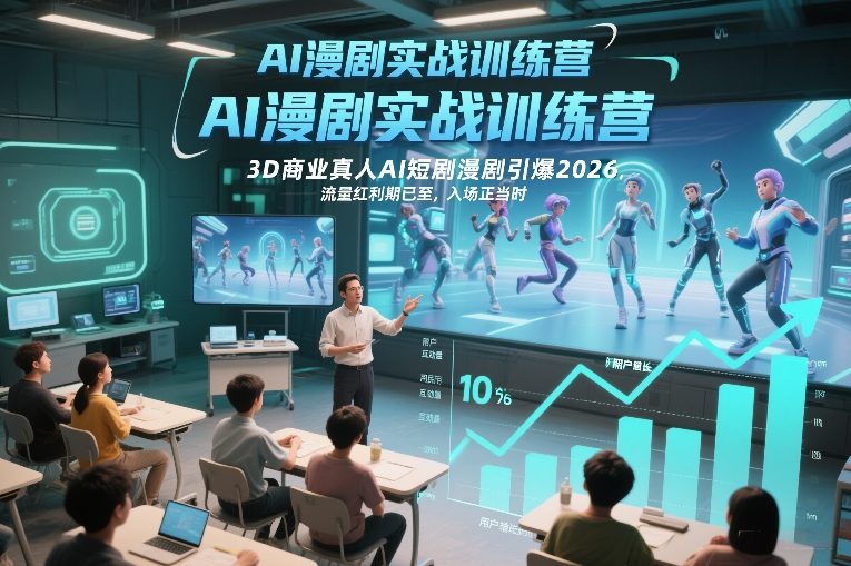 AI漫剧实战训练营，3D商业真人AI短剧漫剧引爆2026，流量红利期已至，入场正当时 - 副业严选-副业严选