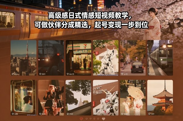 高级感日式情感短视频教学，可做伙伴分成精选，起号变现一步到位 - 副业严选-副业严选