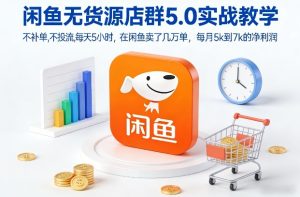 闲鱼无货源店群5.0实战教学，不补单，不投流，每天5小时，在闲鱼卖了几万单，每月5k到7k的净利润-副业严选